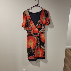 Max & Cleo Orange and Black Midi Dress
